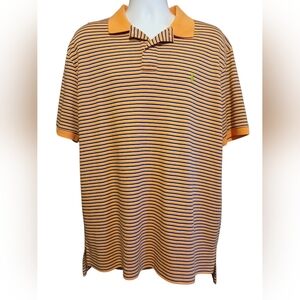 Orange & Blue Striped, Short Sleeved, XL, Polo By Ralph Lauren